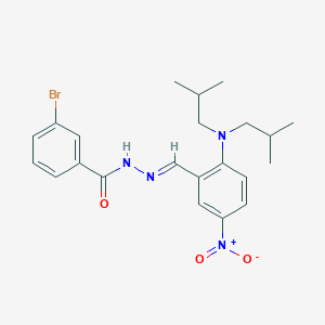 molecular formula C22H27BrN4O3 B11548271 N'-[(E)-{2-[bis(2-methylpropyl)amino]-5-nitrophenyl}methylidene]-3-bromobenzohydrazide 