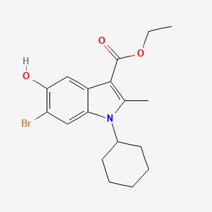 molecular formula C18H22BrNO3 B11548277 Ethyl 6-bromo-1-cyclohexyl-5-hydroxy-2-methyl-1H-indole-3-carboxylate 