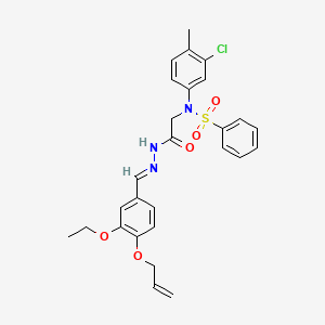 molecular formula C27H28ClN3O5S B11548285 N-(3-Chloro-4-methylphenyl)-N-({N'-[(E)-[3-ethoxy-4-(prop-2-EN-1-yloxy)phenyl]methylidene]hydrazinecarbonyl}methyl)benzenesulfonamide 