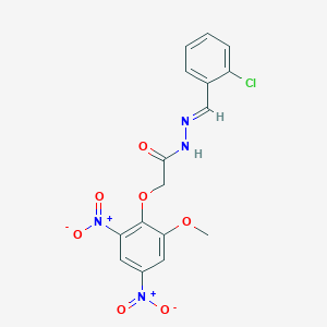 molecular formula C16H13ClN4O7 B11548296 N'-[(E)-(2-chlorophenyl)methylidene]-2-(2-methoxy-4,6-dinitrophenoxy)acetohydrazide 