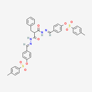 molecular formula C38H34N4O8S2 B11548339 (2-benzyl-1,3-dioxopropane-1,3-diyl)bis[(1E)hydrazin-2-yl-1-ylidene(E)methylylidenebenzene-4,1-diyl] bis(4-methylbenzenesulfonate) 