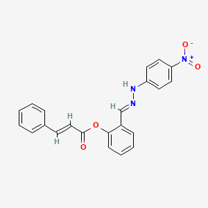 molecular formula C22H17N3O4 B11548342 2-{(E)-[2-(4-nitrophenyl)hydrazinylidene]methyl}phenyl (2E)-3-phenylprop-2-enoate 