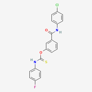 molecular formula C20H14ClFN2O2S B11548347 O-{3-[(4-chlorophenyl)carbamoyl]phenyl} (4-fluorophenyl)carbamothioate 