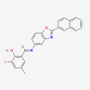 molecular formula C25H17IN2O2 B11548355 2-iodo-4-methyl-6-[(E)-{[2-(naphthalen-2-yl)-1,3-benzoxazol-5-yl]imino}methyl]phenol 