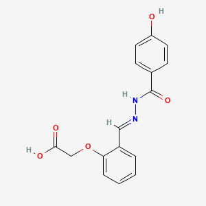 molecular formula C16H14N2O5 B11548385 {2-[(E)-{2-[(4-hydroxyphenyl)carbonyl]hydrazinylidene}methyl]phenoxy}acetic acid 