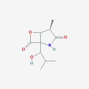 molecular formula C10H15NO4 B115484 (4s,5r)-1-(1-Hydroxy-2-methylpropyl)-4-methyl-6-oxa-2-azabicyclo[3.2.0]heptane-3,7-dione CAS No. 155975-72-7