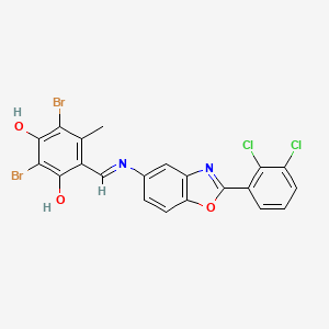 2,4-dibromo-6-[(E)-{[2-(2,3-dichlorophenyl)-1,3-benzoxazol-5-yl]imino}methyl]-5-methylbenzene-1,3-diol