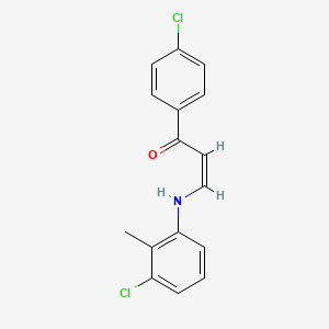 molecular formula C16H13Cl2NO B11548420 (1Z,3E)-3-[(3-chloro-2-methylphenyl)imino]-1-(4-chlorophenyl)prop-1-en-1-ol 