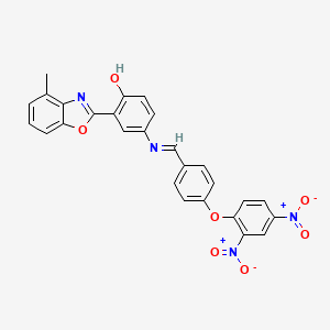 molecular formula C27H18N4O7 B11548441 4-({(Z)-[4-(2,4-dinitrophenoxy)phenyl]methylidene}amino)-2-(4-methyl-1,3-benzoxazol-2-yl)phenol 