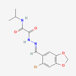 molecular formula C13H14BrN3O4 B11548448 2-[N'-(6-Bromo-benzo[1,3]dioxol-5-ylmethylene)-hydrazino]-N-isopropyl-2-oxo-acetamide 