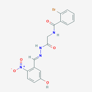 molecular formula C16H13BrN4O5 B11548450 2-bromo-N-{2-[(2E)-2-(5-hydroxy-2-nitrobenzylidene)hydrazinyl]-2-oxoethyl}benzamide (non-preferred name) 