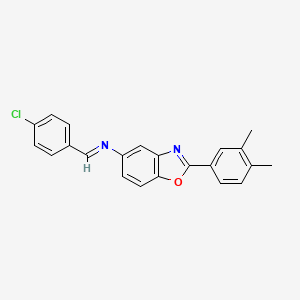 molecular formula C22H17ClN2O B11548505 N-[(E)-(4-chlorophenyl)methylidene]-2-(3,4-dimethylphenyl)-1,3-benzoxazol-5-amine 