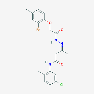 molecular formula C20H21BrClN3O3 B11548510 (3Z)-3-{2-[(2-bromo-4-methylphenoxy)acetyl]hydrazinylidene}-N-(5-chloro-2-methylphenyl)butanamide 