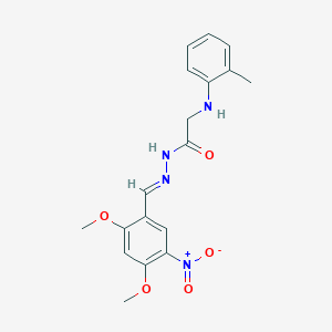 molecular formula C18H20N4O5 B11548525 N'-[(E)-(2,4-Dimethoxy-5-nitrophenyl)methylidene]-2-[(2-methylphenyl)amino]acetohydrazide 