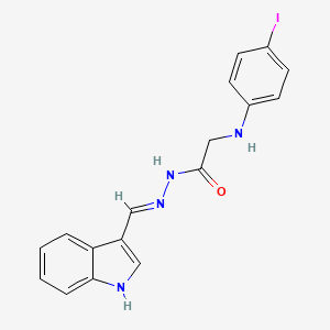 molecular formula C17H15IN4O B11548528 N'-[(E)-(1H-Indol-3-YL)methylidene]-2-[(4-iodophenyl)amino]acetohydrazide 