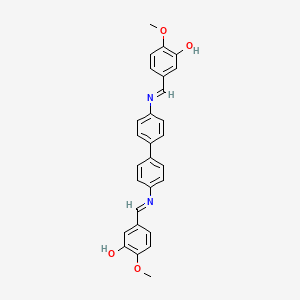 molecular formula C28H24N2O4 B11548533 3,3'-{biphenyl-4,4'-diylbis[nitrilo(E)methylylidene]}bis(6-methoxyphenol) 