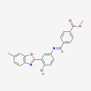 molecular formula C23H18N2O4 B11548566 methyl 4-[(Z)-{[4-hydroxy-3-(6-methyl-1,3-benzoxazol-2-yl)phenyl]imino}methyl]benzoate 