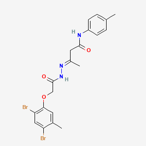 molecular formula C20H21Br2N3O3 B11548572 (3E)-3-{2-[(2,4-dibromo-5-methylphenoxy)acetyl]hydrazinylidene}-N-(4-methylphenyl)butanamide 