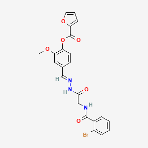 molecular formula C22H18BrN3O6 B11548607 4-{(E)-[2-({[(2-bromophenyl)carbonyl]amino}acetyl)hydrazinylidene]methyl}-2-methoxyphenyl furan-2-carboxylate (non-preferred name) 