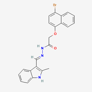 molecular formula C22H18BrN3O2 B11548631 2-[(4-bromonaphthalen-1-yl)oxy]-N'-[(E)-(2-methyl-1H-indol-3-yl)methylidene]acetohydrazide 