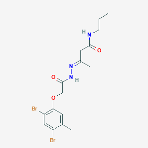 (3E)-3-{2-[(2,4-dibromo-5-methylphenoxy)acetyl]hydrazinylidene}-N-propylbutanamide