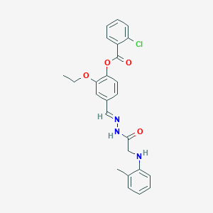 molecular formula C25H24ClN3O4 B11548663 2-Ethoxy-4-[(E)-({2-[(2-methylphenyl)amino]acetamido}imino)methyl]phenyl 2-chlorobenzoate 