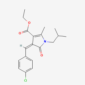 molecular formula C19H22ClNO3 B11548671 ethyl (4Z)-4-(4-chlorobenzylidene)-2-methyl-1-(2-methylpropyl)-5-oxo-4,5-dihydro-1H-pyrrole-3-carboxylate 