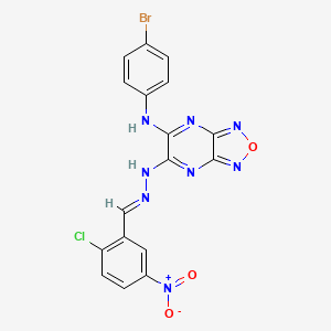 molecular formula C17H10BrClN8O3 B11548682 N-(4-bromophenyl)-6-[(2E)-2-(2-chloro-5-nitrobenzylidene)hydrazinyl][1,2,5]oxadiazolo[3,4-b]pyrazin-5-amine 