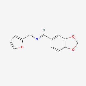 molecular formula C13H11NO3 B11548721 N-[(E)-1,3-benzodioxol-5-ylmethylidene]-1-(furan-2-yl)methanamine 