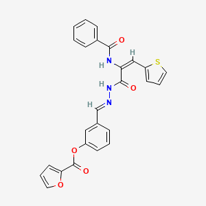 3-[(E)-{2-[(2E)-2-[(phenylcarbonyl)amino]-3-(thiophen-2-yl)prop-2-enoyl]hydrazinylidene}methyl]phenyl furan-2-carboxylate