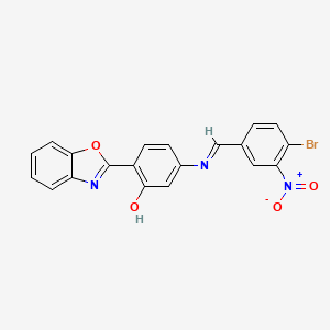 molecular formula C20H12BrN3O4 B11548741 2-(1,3-benzoxazol-2-yl)-5-{[(E)-(4-bromo-3-nitrophenyl)methylidene]amino}phenol 