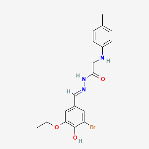 molecular formula C18H20BrN3O3 B11548769 N'-[(E)-(3-Bromo-5-ethoxy-4-hydroxyphenyl)methylidene]-2-[(4-methylphenyl)amino]acetohydrazide 