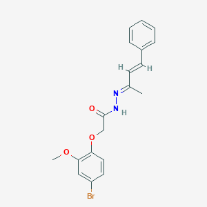 molecular formula C19H19BrN2O3 B11548771 2-(4-bromo-2-methoxyphenoxy)-N'-[(2E,3E)-4-phenylbut-3-en-2-ylidene]acetohydrazide 