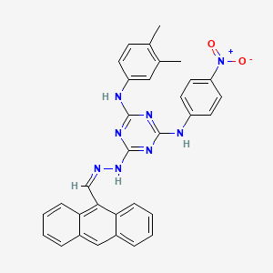 molecular formula C32H26N8O2 B11548772 6-[(2Z)-2-(anthracen-9-ylmethylidene)hydrazinyl]-N-(3,4-dimethylphenyl)-N'-(4-nitrophenyl)-1,3,5-triazine-2,4-diamine 