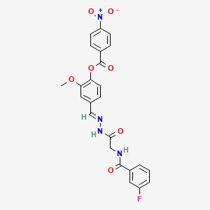 4-[(E)-({2-[(3-Fluorophenyl)formamido]acetamido}imino)methyl]-2-methoxyphenyl 4-nitrobenzoate