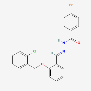 molecular formula C21H16BrClN2O2 B11548807 4-bromo-N'-[(E)-{2-[(2-chlorobenzyl)oxy]phenyl}methylidene]benzohydrazide 