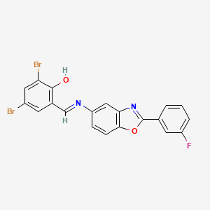 molecular formula C20H11Br2FN2O2 B11548835 2,4-dibromo-6-[(E)-{[2-(3-fluorophenyl)-1,3-benzoxazol-5-yl]imino}methyl]phenol 