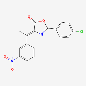 molecular formula C17H11ClN2O4 B11548842 (4Z)-2-(4-chlorophenyl)-4-[1-(3-nitrophenyl)ethylidene]-1,3-oxazol-5(4H)-one 