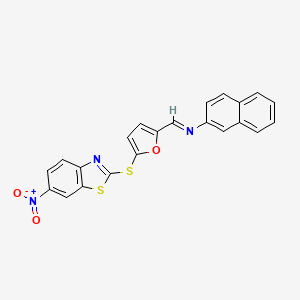 N-[(E)-{5-[(6-nitro-1,3-benzothiazol-2-yl)sulfanyl]furan-2-yl}methylidene]naphthalen-2-amine