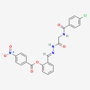 molecular formula C23H17ClN4O6 B11548865 2-[(E)-({2-[(4-Chlorophenyl)formamido]acetamido}imino)methyl]phenyl 4-nitrobenzoate 