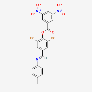 molecular formula C21H13Br2N3O6 B11548868 2,6-Dibromo-4-[(E)-[(4-methylphenyl)imino]methyl]phenyl 3,5-dinitrobenzoate 