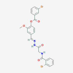 4-[(E)-({2-[(2-Bromophenyl)formamido]acetamido}imino)methyl]-2-methoxyphenyl 3-bromobenzoate