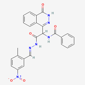 N-{2-[(2E)-2-(2-methyl-5-nitrobenzylidene)hydrazinyl]-2-oxo-1-(4-oxo-3,4-dihydrophthalazin-1-yl)ethyl}benzamide