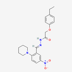 molecular formula C22H26N4O4 B11548910 2-(4-Ethylphenoxy)-N'-[(E)-[5-nitro-2-(piperidin-1-YL)phenyl]methylidene]acetohydrazide 