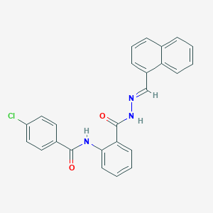 molecular formula C25H18ClN3O2 B11548942 4-chloro-N-(2-{[(2E)-2-(naphthalen-1-ylmethylidene)hydrazinyl]carbonyl}phenyl)benzamide 