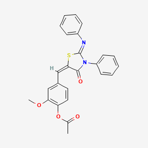 2-methoxy-4-{(E)-[(2Z)-4-oxo-3-phenyl-2-(phenylimino)-1,3-thiazolidin-5-ylidene]methyl}phenyl acetate