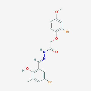 molecular formula C17H16Br2N2O4 B11548971 N'-[(E)-(5-bromo-2-hydroxy-3-methylphenyl)methylidene]-2-(2-bromo-4-methoxyphenoxy)acetohydrazide 