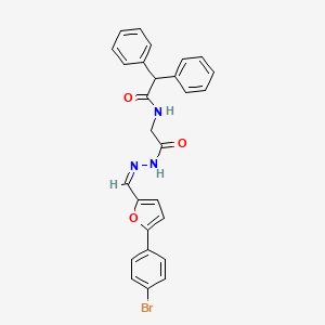 molecular formula C27H22BrN3O3 B11549011 N-({N'-[(Z)-[5-(4-Bromophenyl)furan-2-YL]methylidene]hydrazinecarbonyl}methyl)-2,2-diphenylacetamide 