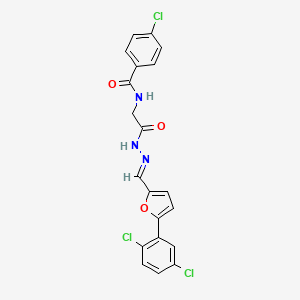 molecular formula C20H14Cl3N3O3 B11549032 4-Chloro-N-({N'-[(E)-[5-(2,5-dichlorophenyl)furan-2-YL]methylidene]hydrazinecarbonyl}methyl)benzamide 