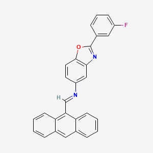 molecular formula C28H17FN2O B11549050 N-[(E)-anthracen-9-ylmethylidene]-2-(3-fluorophenyl)-1,3-benzoxazol-5-amine 